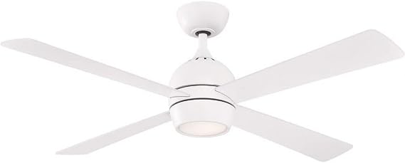 Fanimation Kwad 52 In Ceiling Fan, Matte White, with LED Light