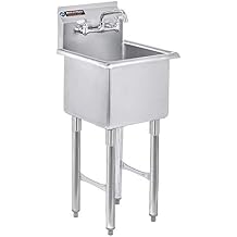 DuraSteel 304 Stainless Steel Utility Sink - 24 Inch Restaurant Prep Sink with Faucet - Dual CEC & NSF Certified Freestanding Wash Station for Kitchen, Laundry, Garage