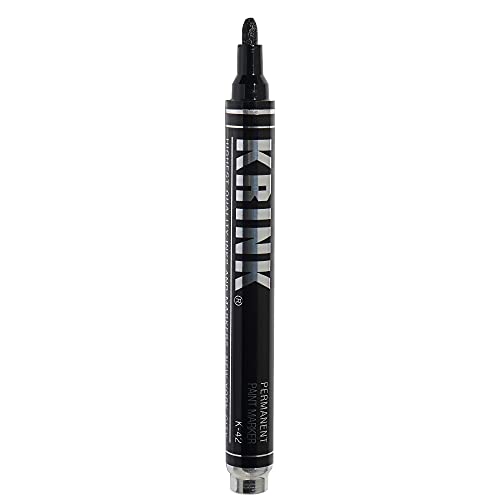 Krink K-42 Black Paint Marker - Vibrant and Opaque Fine Art Paint Pen for Any Surface - Permanent Marker with Alcohol-Based Paint for Metal Glass Paper Painted Surfaces and More
