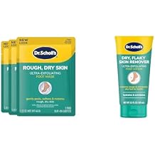 Dr. Scholl's Rough, Dry Skin Ultra Exfoliating Foot Mask 3 Pack and Dry, Flaky Skin Remover Ultra Exfoliating Foot Lotion Bundle