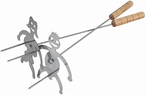 2Pcs Upgrade Hot Dog Roaster,Stainless Steel Hot Dog Marshmallow Roasters with Sticks,Campfire Sticks Barbecue Forks Funny BBQ Grill Accessories for Camping, Party, Family Dinner Screw-Retained