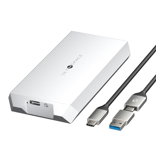 NVME Enclosure 40 Gbps [Tough Guy Quality] M.2 Enclosure Compatible with Thunderbolt 34&USB4, Screw Fixed Solid Aluminium Alloy SETMSPACE SSD Enclosure with USBCA Cable for M-Key PCIe NVME 2280