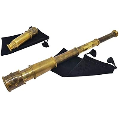 Brass Nautical - Pirate Spy Glass | Spyglass Made of Brass | Glass Optics & High Magnification | Captains Instrument| Camouflage Finish | 14in Long | 1Pc in Velvet Pouch | Handheld Telescope
