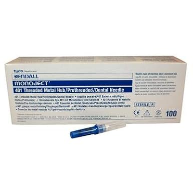 Monoject 401 Metal Hub Disposable, Color-Coded Needles, 100/Box