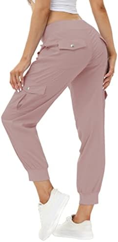 MoFiz Womens Lightweight Hiking Cargo Pants Outdoor Quick Dry Casual Travel Sweatpants Joggers Elastic Waist Button Pockets
