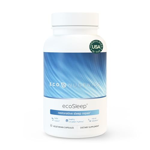 EcoNugenics ecoSleep: Sleep Aid with GABA Support Blend, Magnesium, L-Theanine, Niacin Helps Promote Deep Sleep, Healthy Circadian Rhythms, Relaxation, Calm Supplement for Adults, 60 Capsules