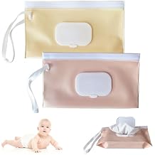 Baby Wipe Dispenser, Portable Baby Wipe Holder Refillable Wet Wipes Container for outdoor Reusable Travel Baby Wipes Case Wet Wipe Pouch Wipe Holder Keeps Fresh Wet for Travel Camping hiking