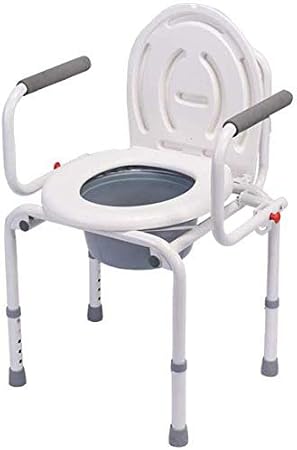 Commode Chair Folding Commode Chair,Elderly Toilet Stool Mobile Toilet Chairs Adjustable Portable Steel Non-Slip Portable Bathroom Chair Hygenic and