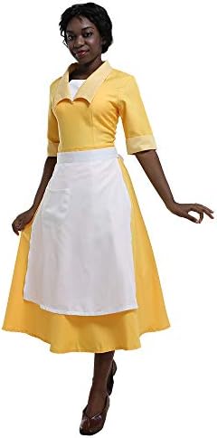 Cosplay.fm Womens Yellow Waitress Dress Housemaid Cosplay Costume Halloween