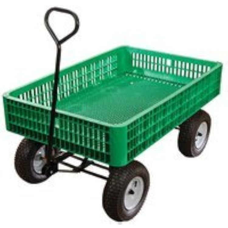 A.M. Leonard Green Utility Wagon with Pneumatic Tires - 30 x 46 x 7.5 Inch Tray