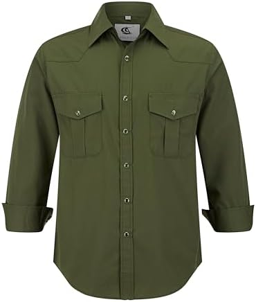 COEVALS CLUB Mens Western Cowboy Long Sleeve Pearl Snap Casual Work Shirts