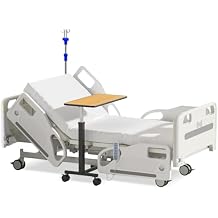 Premium Full Electric Hospital Bed - 5 Function Medical Beds, 4.7" Foam Mattress, 4 JIECANG Silent Motors, Individual Locking, 5" Casters, IV Pole, Includes (2X) Bed Sheet & Bedside Table