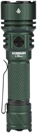 ACEBEAM L16 2.0 Rechargeable Tactical Flashlight with Clip and Holster, 1950 High Lumens LED Flashlight with Dual Switch, 656 Yards Long Throw Flashlight, OD Green 5000K