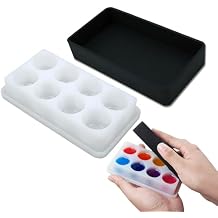 BIGEBO Silicone Palette with Lid, Non-Stick Silicone Paint Palette Resin Color Mixing Box for UV Resin Accessories Tools