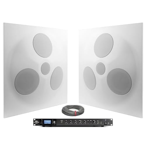 Pure Resonance Audio SD5 Ceiling Speaker Bundle RMA120BT Rack Mount Bluetooth Mixer Amplifier - Classroom Sound System 4 Items