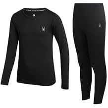 Spyder Kids Thermal Underwear Set - 2 Piece Soft Stretch Moisture Wicking Girls Boys Thermal Set Long Johns for Kids