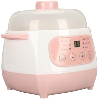 ciciglow Mini Ceramic Stew Cooker with Pre Settings, and Built in Timer, Small Slow Cookers with Lid, 1L, Electric Stew Pot, Ceramic Soup Porridge Cooker, Slow Cookers with Lid, 1L, White