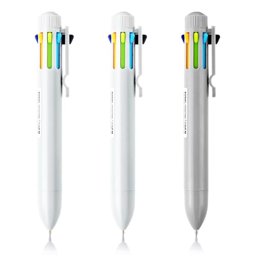 M&G 3 Pcs Multicolor Pens, 8-in-1 Colored Ballpoint Pen 0.7mm Fine Point Smooth Writing Assorted Colors for Journaling Work School & Office