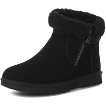 Hsyooes Snow Boots for Women Genuine Suede Leather Winter Boots Water Resistant Warm Booties Fur Lined Ankle Booties Fuzzy Classic Outdoor
