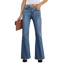 EMMIOL Flare Jeans for Women Trendy, Mid-High Waist Bootcut Bell Bottom Jeans, Stretchy Denim Y2K Pants with Pockets