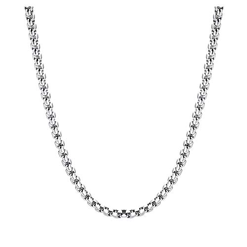 Stainless Steel Chain Necklace Silver for Men Women 16 - 30