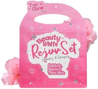 You Glow Beauty White Rejuv Set, Exfoliating Skin Care Kit, Instant Firming and Renewal Treatment, Pink