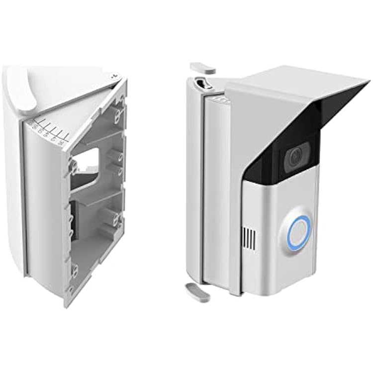 OLAlKE Waterproof Adjustable Angle Mount 30 to 60 Degree for 433 Plus2nd Gen 2020 Release21st, Doorbell Bracket Wedge Comer Kit, with Anti-GlareRain Shield, White