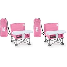 Bright Starts Pop 'N Sit Portable Booster, Indoor/Outdoor Use, Floor Seat with Feeding Tray, Pink, 6 Mos - 3 Yrs (Pack of 2)