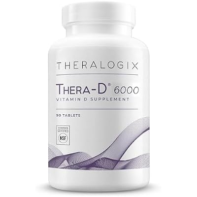 Theralogix Thera-D 6000 Vitamin D Supplement - 6,000 IU 150 mcg Vitamin D3 Tablets - 90-Day Supply - Immune Support Supplement for Women & Men - Aids Bone & Heart Health - NSF Certified - 90 Tablets