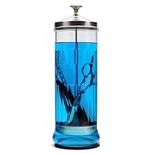 Glass Disinfectant Jar, 50 Oz Large Sterilizing Jar for Manicure & Pedicure Implements, Salon Barber Tools - 11.7"H x 3.8"W
