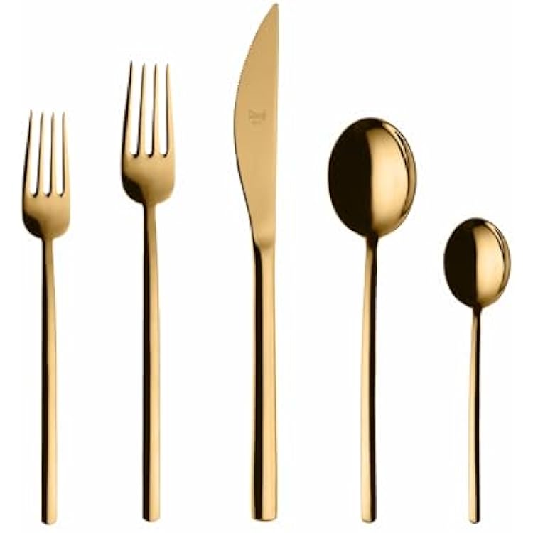 MEPRA 108822005 Due Ice Gold 5-Piece Durable 1810 Stainless Steel American Style Flatware Cutlery Set for Fine Dining, Dishwasher Safe, Service for 1