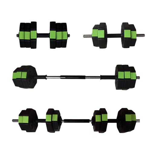Adjustable Dumbbell Set, 30446688Lbs Free Weight Set with Connector, 4 In1 Dumbbells Set Used As Barbell, Kettlebells, Push Up Stand,Green and Black