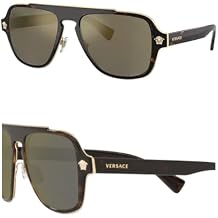 Versace VE2199 Oval Heart Sunglasses for Men Metal Frame with Temples, eShades Eyewear Kit Included