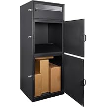 Winbest Large Steel Freestanding Floor Parcel Package Drop with Locking Letterbox Drop Mail Box with Multi Compartments, Black