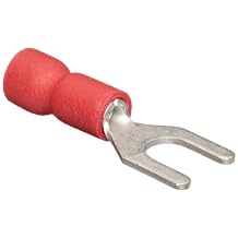 10114 Spade Terminal, Vinyl Insulated, Red, 22-16 Wire Size, #8 Stud Size (Pack of 100)