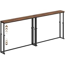 Sofa Table Set of 2, 78.7" Console Table with Adjustable Height 19.9"-31.5", Skinny Behind Couch Table for Living Room, Entryway,Rustic Brown