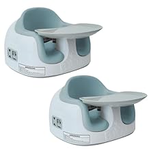 Bumbo 2 Pack 3-in-1 Multi-Seat for 6 to 36 Months, Travel Baby and Infant Feeding & Play Floor Seat, Portable Booster with Tray, White/Desert Mirage