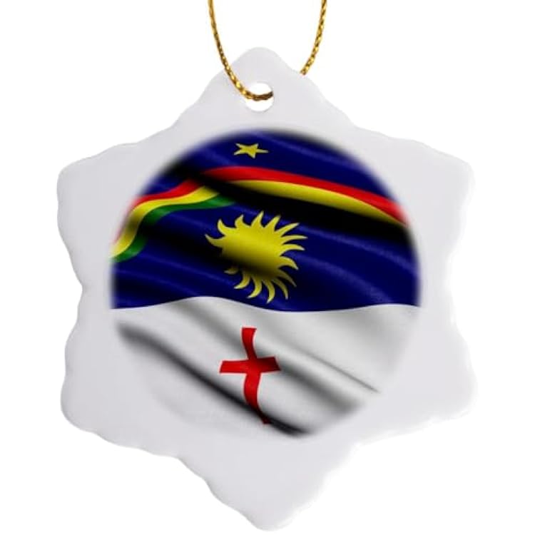 3dRose Flag of Pernambuco Waving in The Wind 3 inch Snowflake Porcelain Ornament