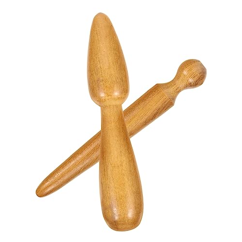 Baluue 2Pcs Wooden Massage Sticks Multi Use Body Massager for Acupoint Muscle Relief Compact Portable Tool for Home Travel