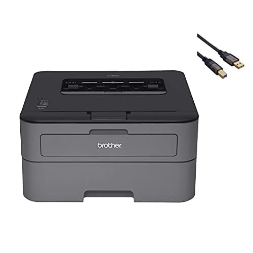 Brother HL-L2300 Monochrome Laser Printer with Duplex Printing for Business Office Home - up to 2400 x 600 Resolution - 27 ppm Print Speed, Hi-Speed USB 2.0, 250-sheet Capacity, BROAGE Printer Cable
