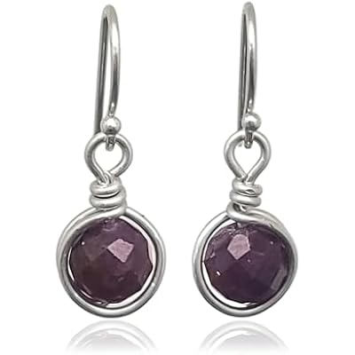 Sterling Silver Ruby Drop Earrings, Handmade Natural Gemstone Dangle Jewelry, July birthstone