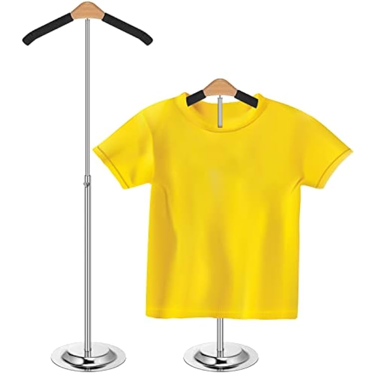 Sintuff Adjustable Child T Shirt Display Flexible Shoulder Stand Shirt Rack Portable Hanging Black Metal Clothes Hanger Rack for Clothing Garment Coat Retail Vendor, Height 16-27.9 Inch 1 Pcs