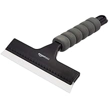 Amazon Basics All-Purpose Window Squeegee with Handle for Car Windshield, Shower, Glass, Mirror Cleaning, Silicone Rubber Blade, Streak-Free Results, Lightweight, Black, 8-inch