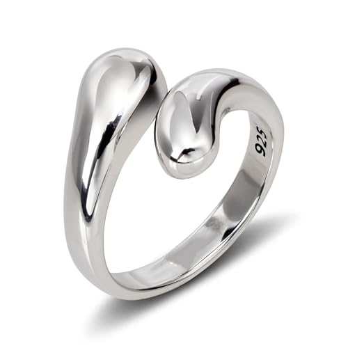 Chunky Rings Adjustable Teardrop Minimalist Stackable Ring Statement Open Jewelry for Women Men