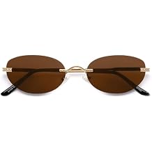 SOJOS Retro Oval Sunglasses Womens Trendy Rimless Sun Glasses Vintage Narrow Shades SJ1242