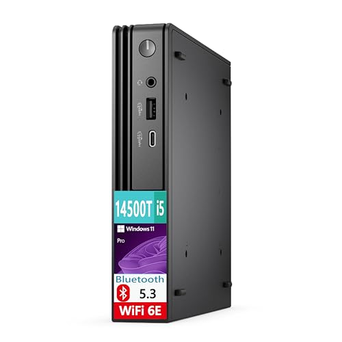 Pro Micro QCM1250Compatible with Next-Gen Dell Optiplex MFF i5-14500T, 16GB DDR5 RAM, 512GB SSD, WiFi 6E  BT, RJ-45,HDMI, DisplayPort, Wired KB & Mouse, W11P, Business Desktop