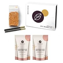 DIY Gourmet Boba Kit - 2 Premium Bags of Rose Oolong Tea | 16 oz Boba | 2 Stainless Steel Straw | Make The Perfect Bubble Tea Drink At Home!