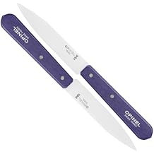 Opinel No. 112 Paring Knives 2 Piece Set, Sandvik 12C27 Steel Everyday Use Prep Knives for Chopping, Peeling, Slicing, Trimming, Stabilized Sustainably Harvested Beechwood Handles, Made in France