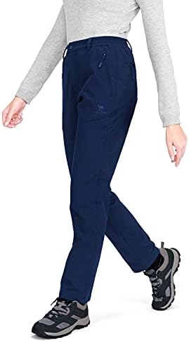 CAMELSPORTS Womens Fleece Lined Hiking Pants Waterproof Warm Softshell Pants Windproof Snow Ski Cargo Pants for Outdoor