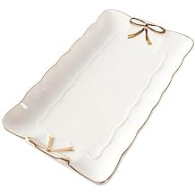 Zerodeko Ceramic Jewelry Dish Tray 7.87X4.72X0.66In Decorative Storage Organizer for Rings Necklaces Cosmetics Countertop Home